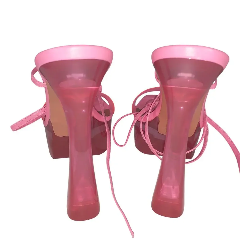 Amina Muaddi Pvc Pink Sita Platform Sandals Size IT 40 / US 10